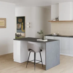 Isola cucina centrale 160x90 cm 2 ante bianco piano grigio pietra Gourmet