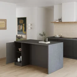 Isola cucina centrale 160x90 cm 2 ante antracite piano grigio pietra Gourmet