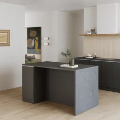 Isola cucina centrale 160x90 cm 2 ante antracite piano grigio pietra Gourmet