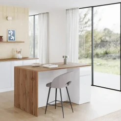 Isola cucina centrale 160x90 cm 2 ante 2 cassetti bianco piano rovere Gourmet