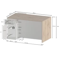 Isola cucina centrale 160x90 cm 2 ante 2 cassetti bianco piano rovere Gourmet