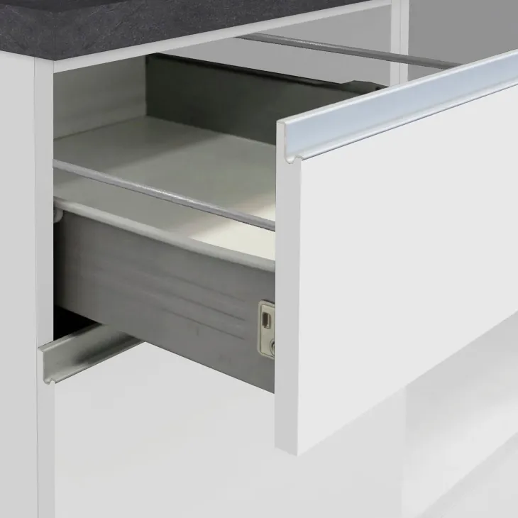 Isola cucina centrale 160x90 cm 2 ante 2 cassetti bianco piano grigio pietra Gourmet