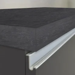 Isola cucina centrale 160x90 cm 2 ante 2 cassetti antracite piano grigio pietra Gourmet