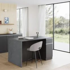 Isola cucina centrale 160x90 cm 2 ante 2 cassetti antracite piano grigio pietra Gourmet