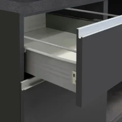 Isola cucina centrale 160x90 cm 2 ante 2 cassetti antracite piano grigio pietra Gourmet