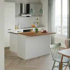 Isola cucina centrale 125x90cm bianco piano rovere Gourmet