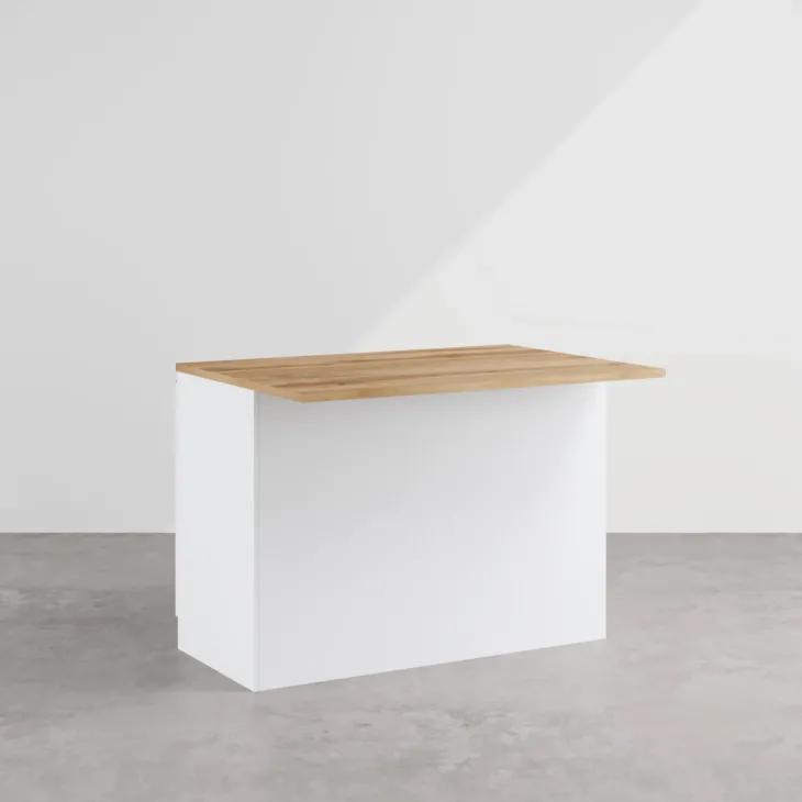 Isola cucina centrale 125x90cm bianco piano rovere Gourmet
