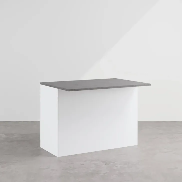 Isola cucina centrale 125x90cm bianco piano grigio pietra Gourmet