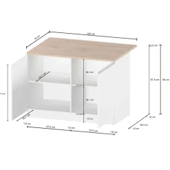 Isola cucina centrale 125x90cm bianco piano grigio pietra Gourmet