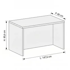 Isola cucina centrale 148x80 cm moderna rovere Dalia