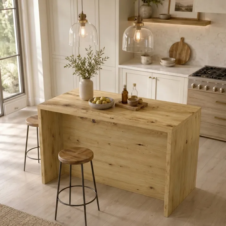 Isola cucina centrale 128x80 cm moderna rovere Dalia