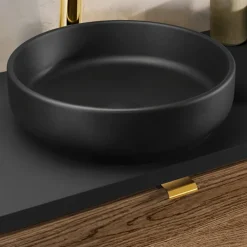 Lavabo bagno da appoggio ø40cm ceramica nero Lolli