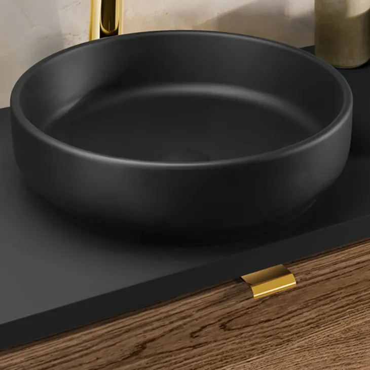 Lavabo bagno da appoggio ø40cm ceramica nero Lolli