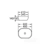 Lavabo bagno da appoggio ovale 60x41cm in ceramica bianco lucido Aqualite