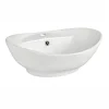 Lavabo bagno da appoggio ovale 59x40cm in ceramica bianco lucido Aqualis