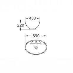 Lavabo bagno da appoggio ovale 59x40cm in ceramica bianco lucido Aqualis
