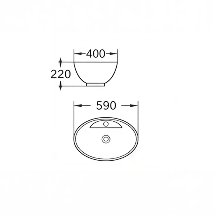 Lavabo bagno da appoggio ovale 59x40cm in ceramica bianco lucido Aqualis