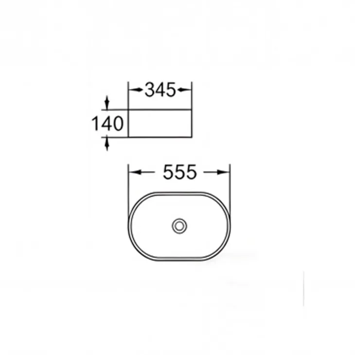 Lavabo bagno da appoggio 55x34cm a bacinella in ceramica bianco opaco Opalia