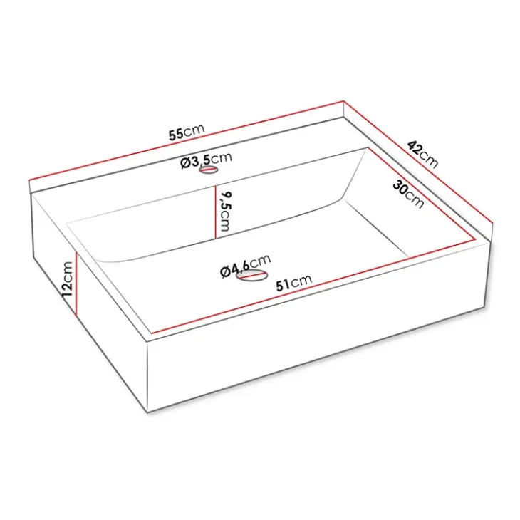 Lavabo bagno da appoggio 55x42cm bianco Soap