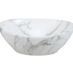 Lavabo bagno da appoggio 41x33cm ceramica bianco effetto marmo Marmy