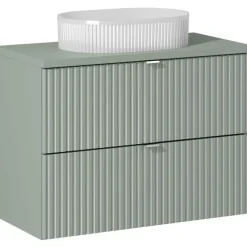 Lavabo bagno da appoggio 48x33cm ceramica bianco cannettato Griffy