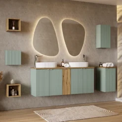Lavabo bagno da appoggio 48x33cm ceramica bianco cannettato Griffy