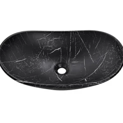 Lavabo bagno da appoggio 61x36cm ceramica nero Spuky