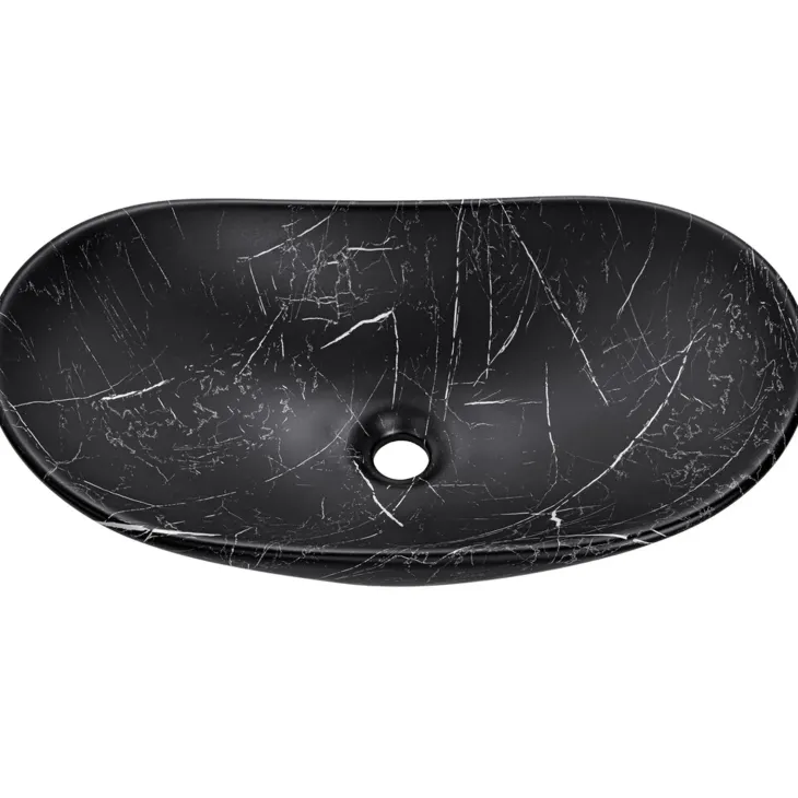 Lavabo bagno da appoggio 61x36cm ceramica nero Spuky