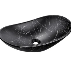 Lavabo bagno da appoggio 61x36cm ceramica nero Spuky