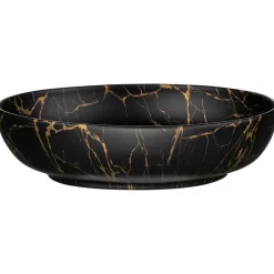 Lavabo bagno da appoggio 52x40cm ceramica nero oro Limpid