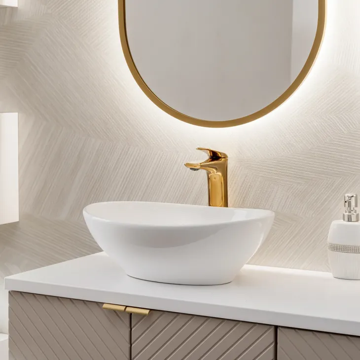 Lavabo bagno da appoggio 41x33cm ceramica bianco Shell