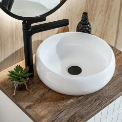 Lavabo bagno da appoggio 36x36cm ceramica bianco Roll