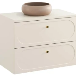 Lavabo bagno da appoggio 36x36cm ceramica beige cappuccino Roll