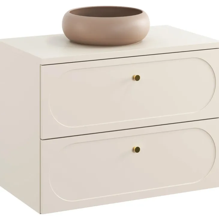 Lavabo bagno da appoggio 36x36cm ceramica beige cappuccino Roll