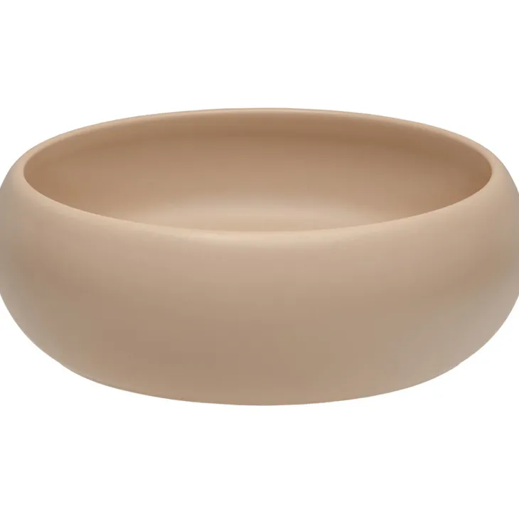 Lavabo bagno da appoggio 36x36cm ceramica beige cappuccino Roll