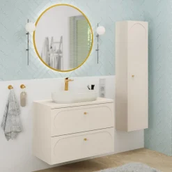 Lavabo bagno da appoggio 55x35cm ceramica avorio Longy
