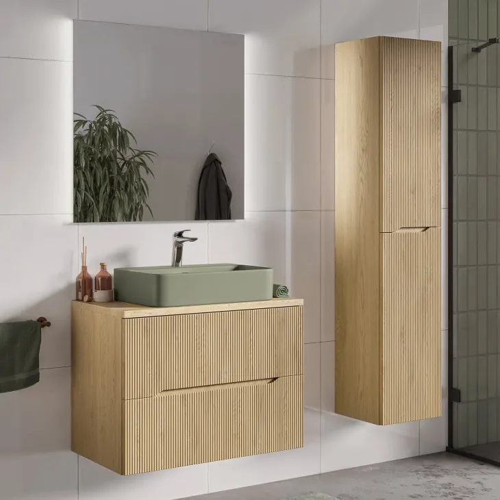 Lavabo bagno da appoggio 55x38cm ceramica verde Spigol