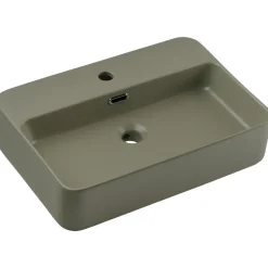 Lavabo bagno da appoggio 55x38cm ceramica verde Spigol