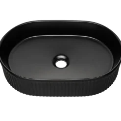 Lavabo bagno da appoggio 48x33cm ceramica nero cannettato Griffy
