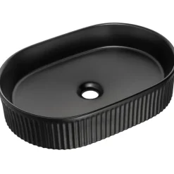 Lavabo bagno da appoggio 48x33cm ceramica nero cannettato Griffy