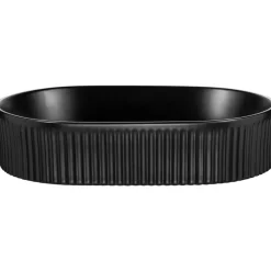 Lavabo bagno da appoggio 48x33cm ceramica nero cannettato Griffy