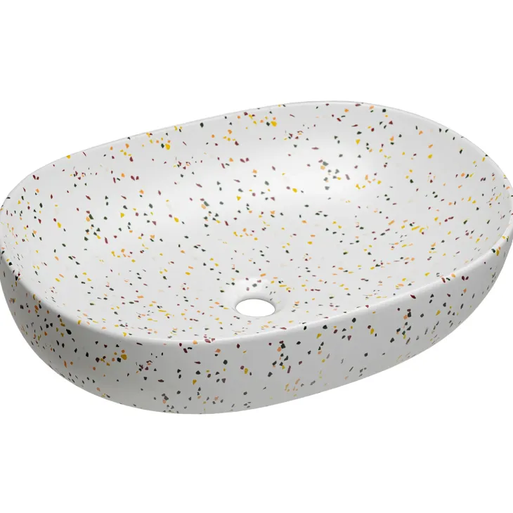 Lavabo bagno da appoggio 60x42cm ceramica bianco Pollok