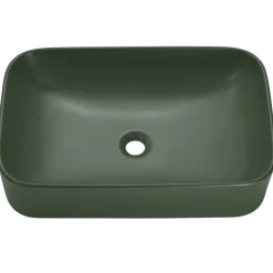 Lavabo bagno da appoggio 61x38cm ceramica verde Roundy