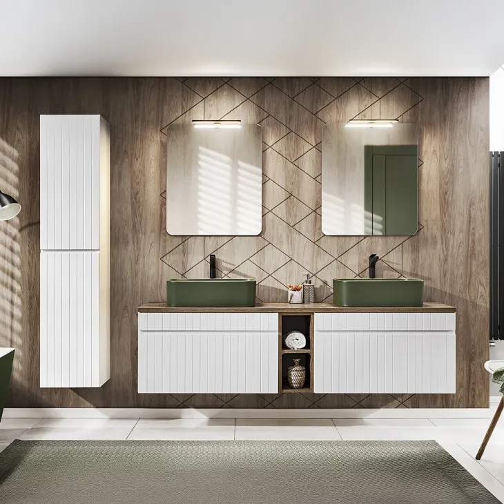 Lavabo bagno da appoggio 61x38cm ceramica verde Roundy
