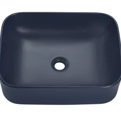 Lavabo bagno da appoggio 50x38cm ceramica blu Roundy