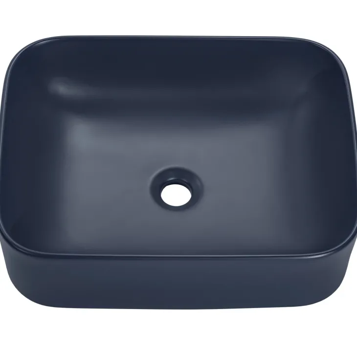 Lavabo bagno da appoggio 50x38cm ceramica blu Roundy