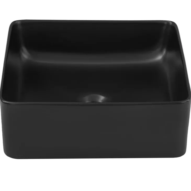 Lavabo bagno da appoggio 37x37cm ceramica nero Obscur