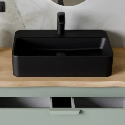 Lavabo bagno da appoggio 55x38cm ceramica nero Spigol