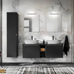 Lavabo bagno da appoggio 50x38cm grigio effetto Pietra Morel