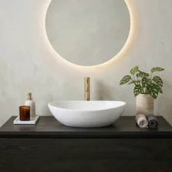 Lavabo bagno da appoggio 41x34cm in ceramica bianco lucido Ondea